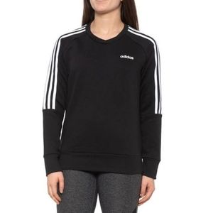 NWT ADIDAS WOMENS BLACK 3 STRIPE CREW NECK SWEATSH